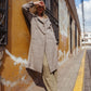 Portuguese Wool Polly Coat in Heathered Brown and Cream Herringbone Made to Order