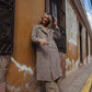 Portuguese Wool Polly Coat in Heathered Brown and Cream Herringbone Made to Order