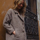 Portuguese Wool Polly Coat in Heathered Brown and Cream Herringbone Made to Order