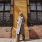 Portuguese Wool Polly Coat in Heathered Brown and Cream Herringbone Made to Order