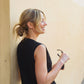 Marcy Midi Dress in Black Linen