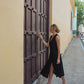 Marcy Midi Dress in Black Linen