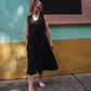 Marcy Midi Dress in Black Linen