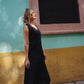 Marcy Midi Dress in Black Linen