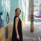 Marcy Midi Dress in Black Linen