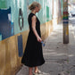 Marcy Midi Dress in Black Linen