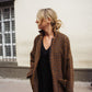 Portuguese Wool Pieper Coat in Brown and Navy Small Check Made to Order