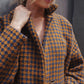 Portuguese Wool Pieper Coat in Brown and Navy Small Check Made to Order