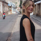 Marcy Midi Dress in Black Linen