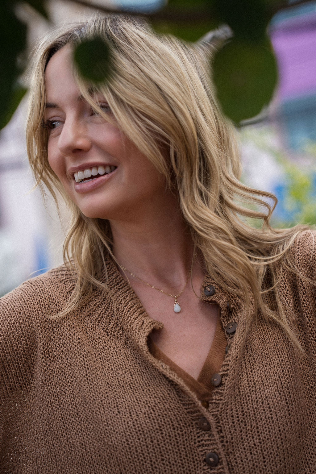 Dorothy Cotton Sweater in Mauve Brown Made to Order