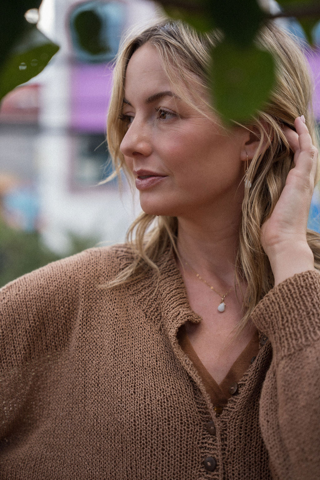 Dorothy Cotton Sweater in Mauve Brown Made to Order