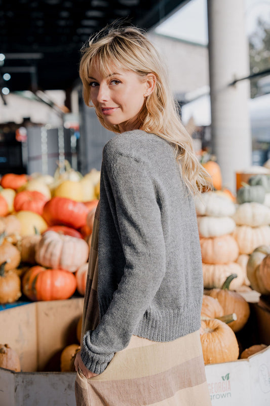 Alpaca Robbi Cardigan Sweater in Grey Made to Order