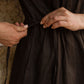 Rose Drawstring Dress in Dark Brown Linen
