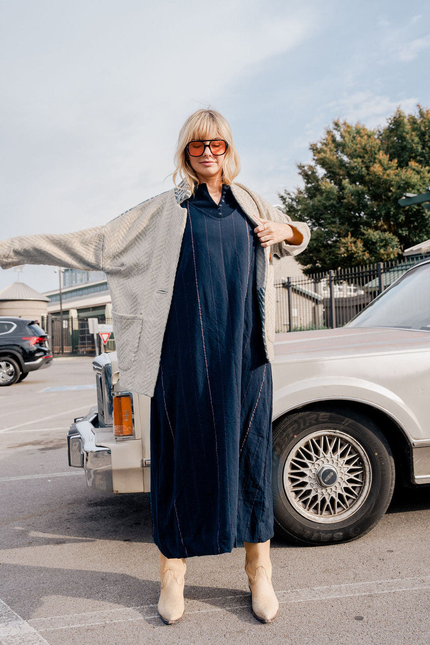 Portuguese Wool Pieper Coat in Neutral Mix-Match Herringbone