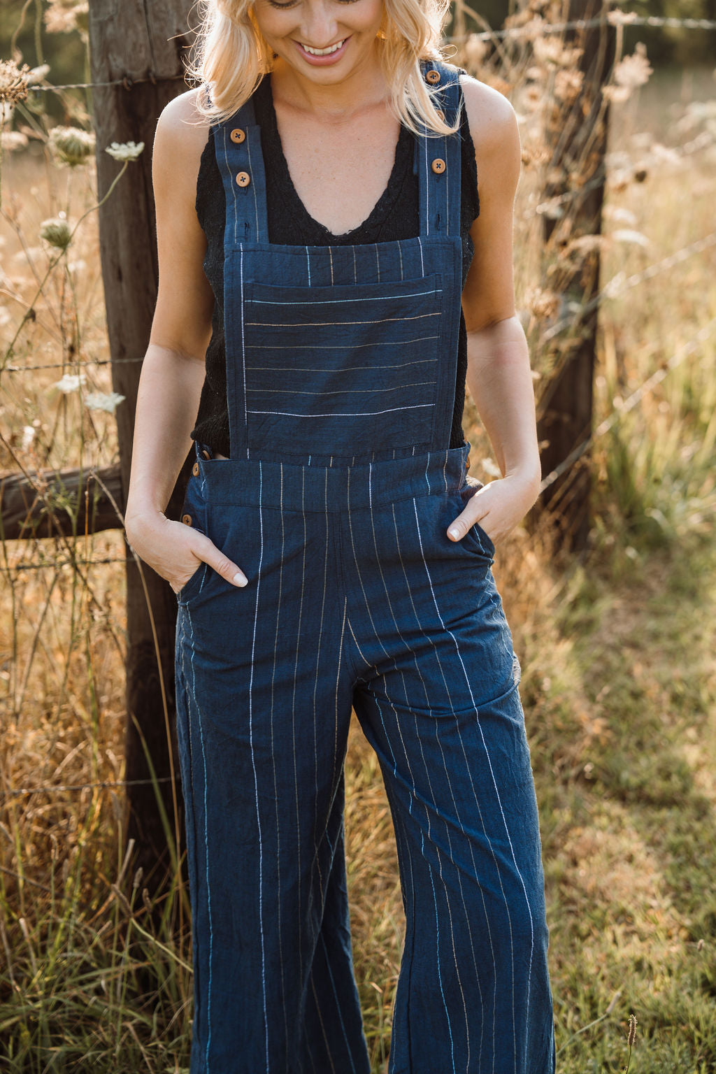 Dilsi Handwoven Cotton Overalls in Navy - Pre-Order 2/30