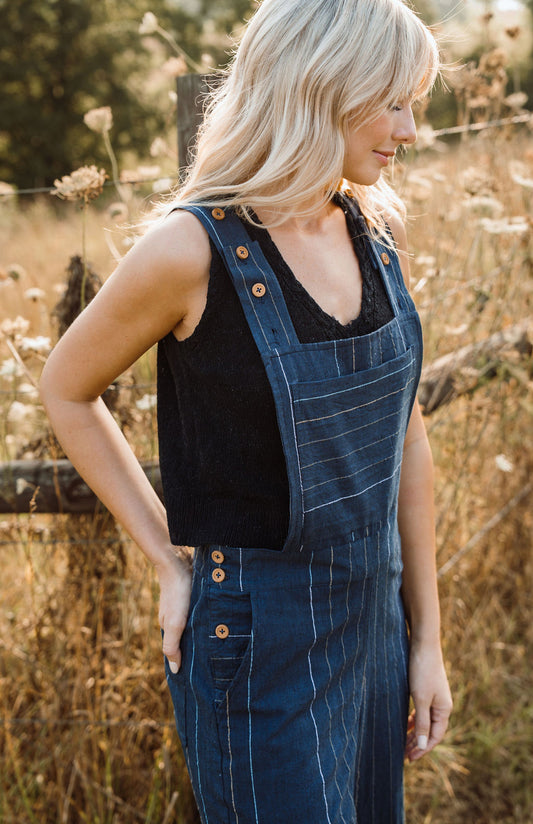 Dilsi Handwoven Cotton Overalls in Navy - Pre-Order 2/30