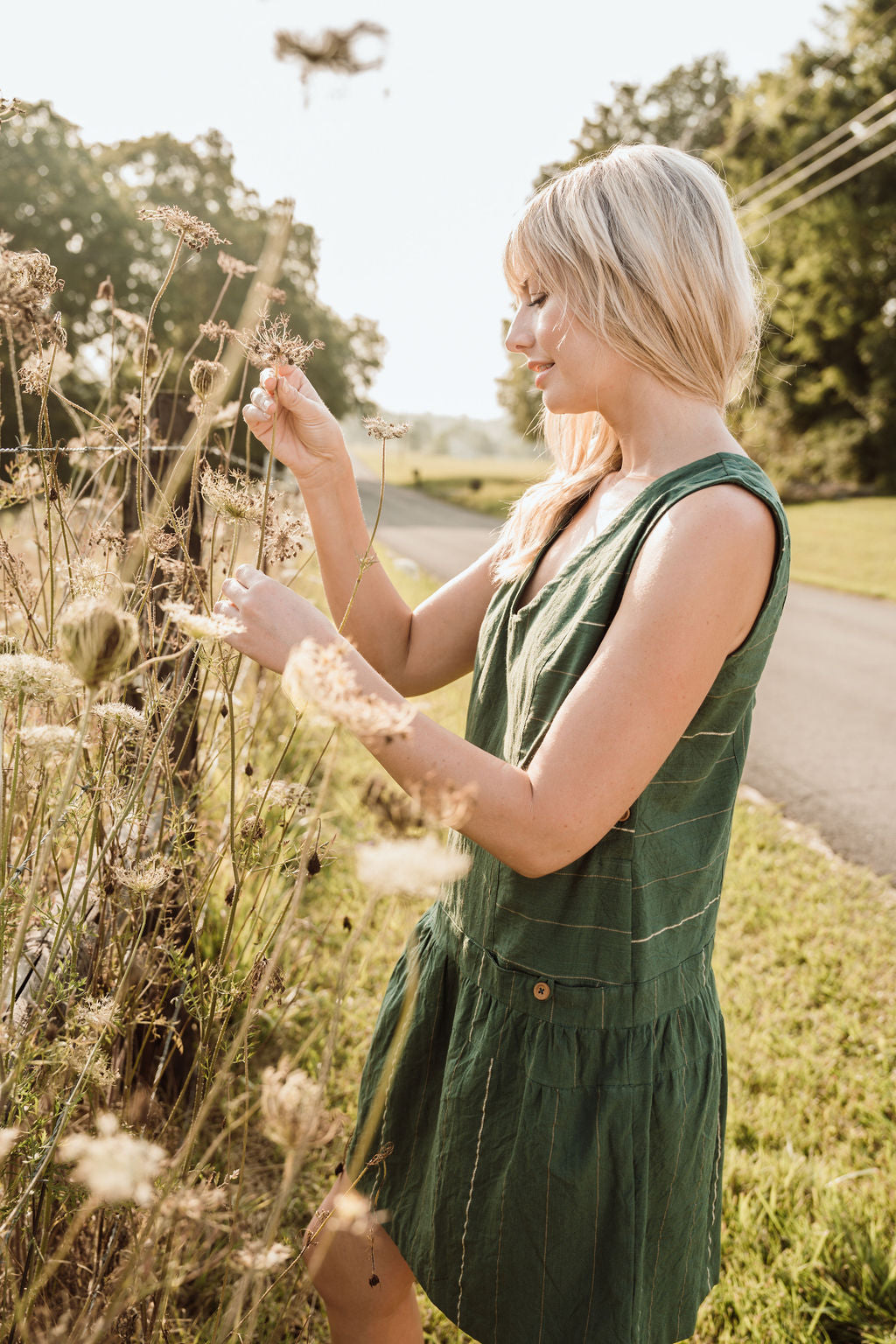 Handwoven Bina Dress in Dark Green - Pre-Order 2/30