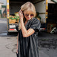 Paula Handwoven Cotton Tunic Dress in Dark Green Made to Order