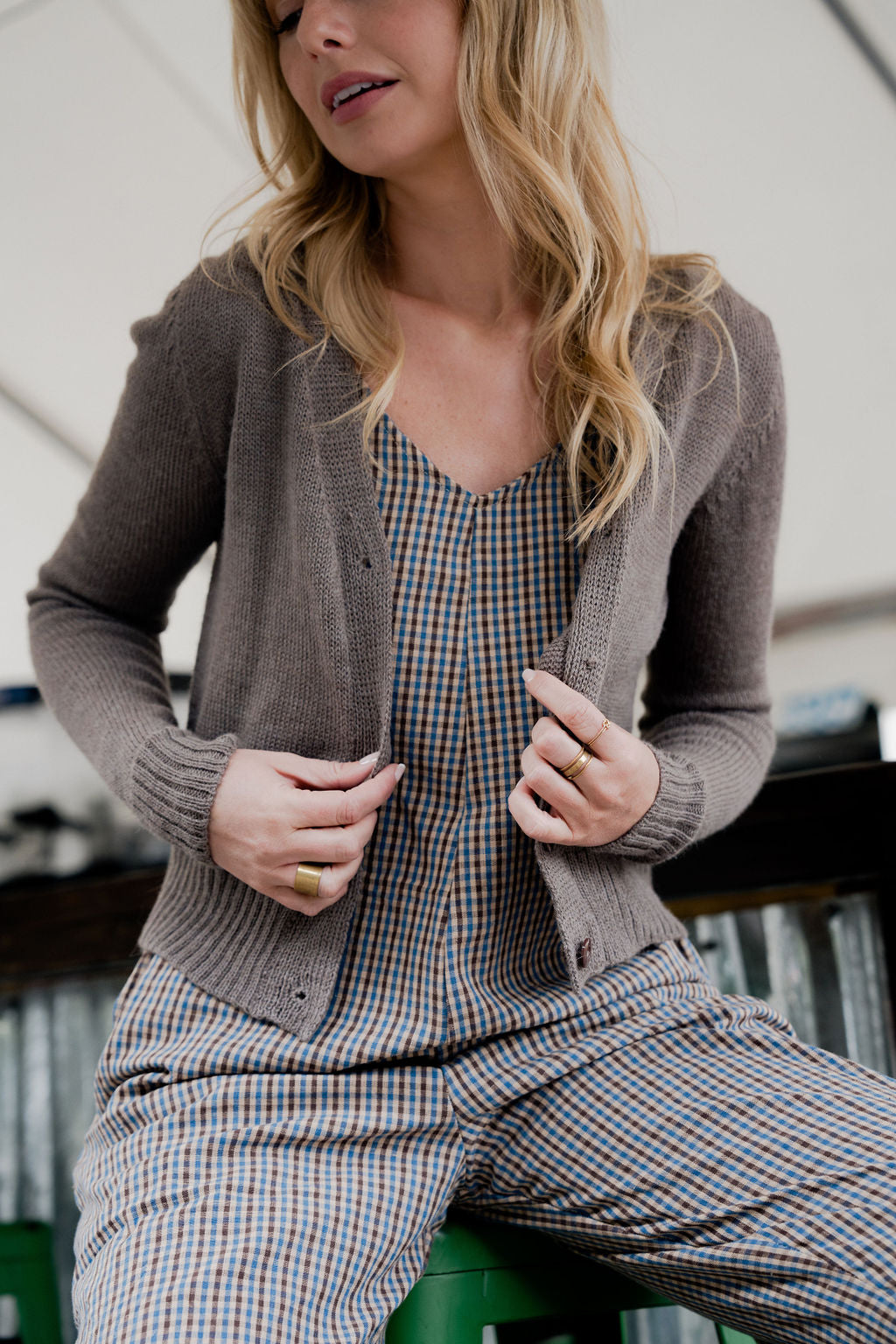 Charli Handwoven Cotton Jumper in Brown Plaid - Pre-Order 2/30