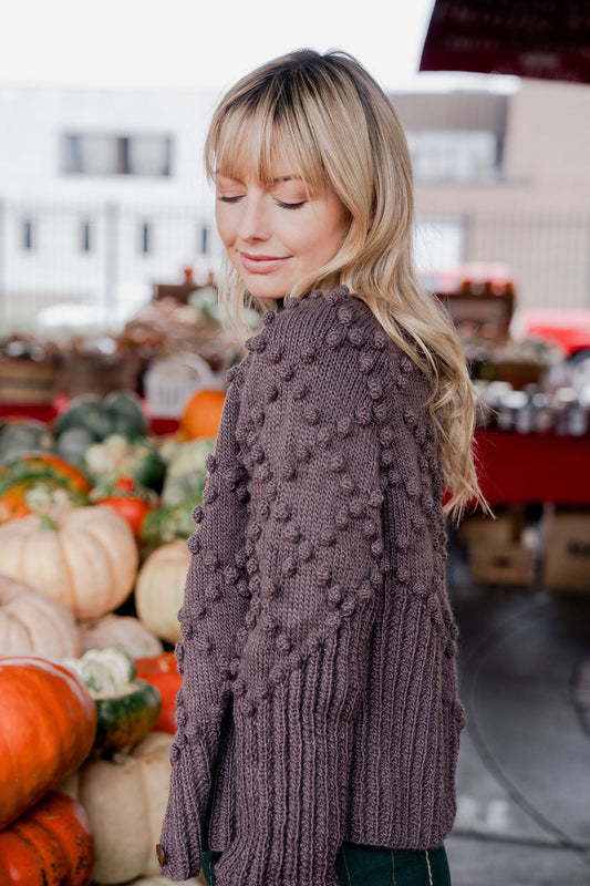 Hand Knit Nepali Wool Jill Sweater in Violet