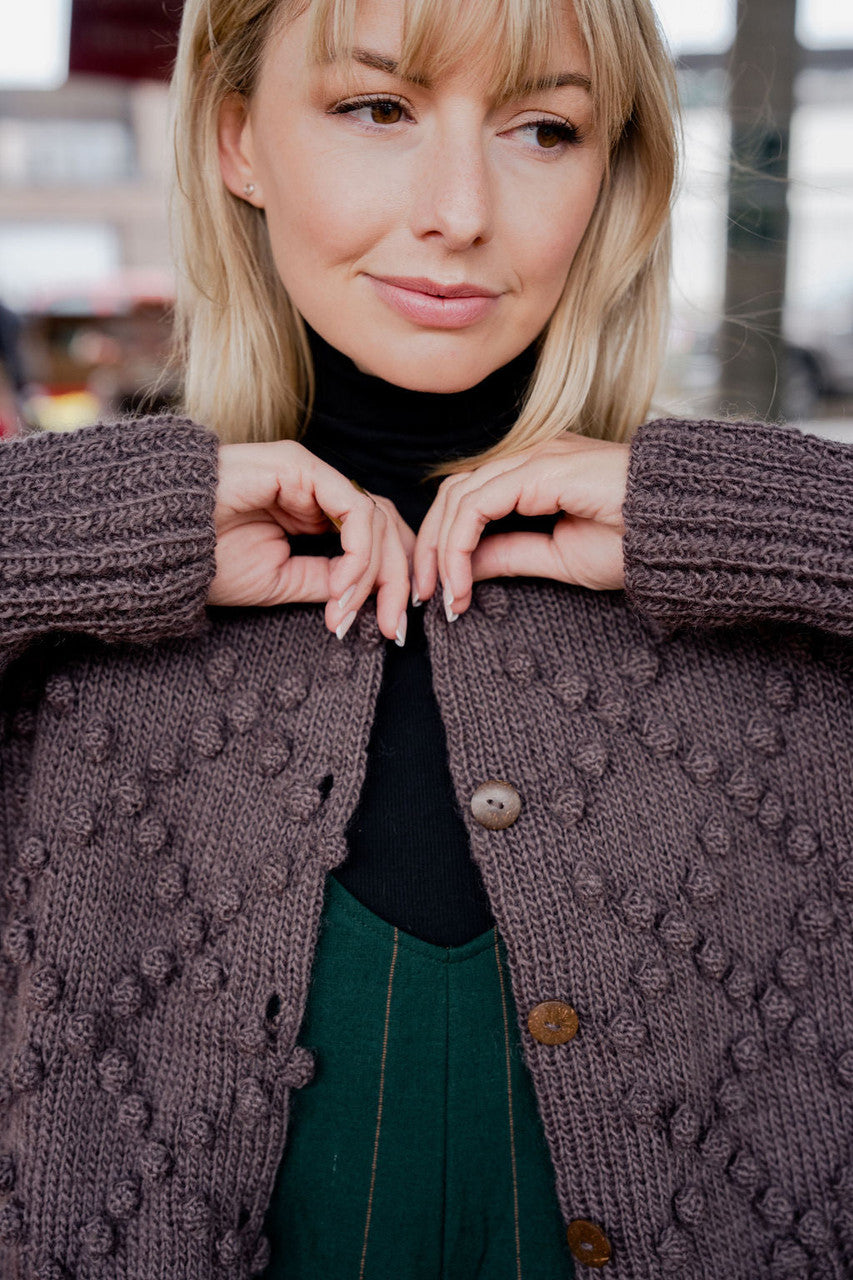 Hand Knit Nepali Wool Jill Sweater in Violet