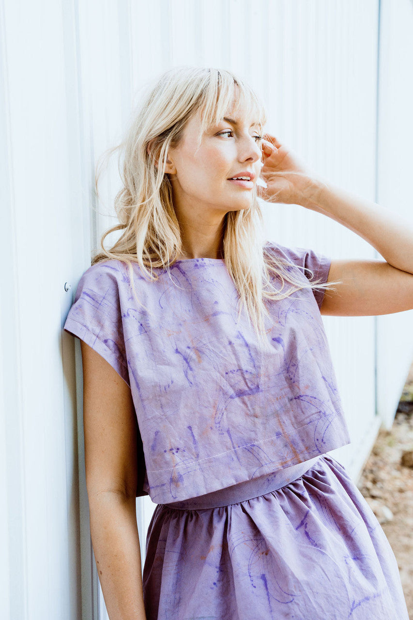 Claudia Mauve Paint Print Made to Order Set and Dress