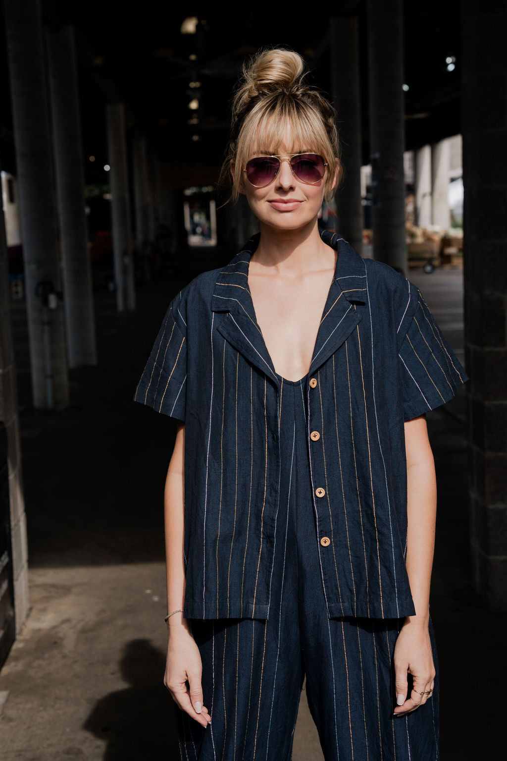 Handwoven Cotton Button-Up in Navy - Pre-Order 2/30