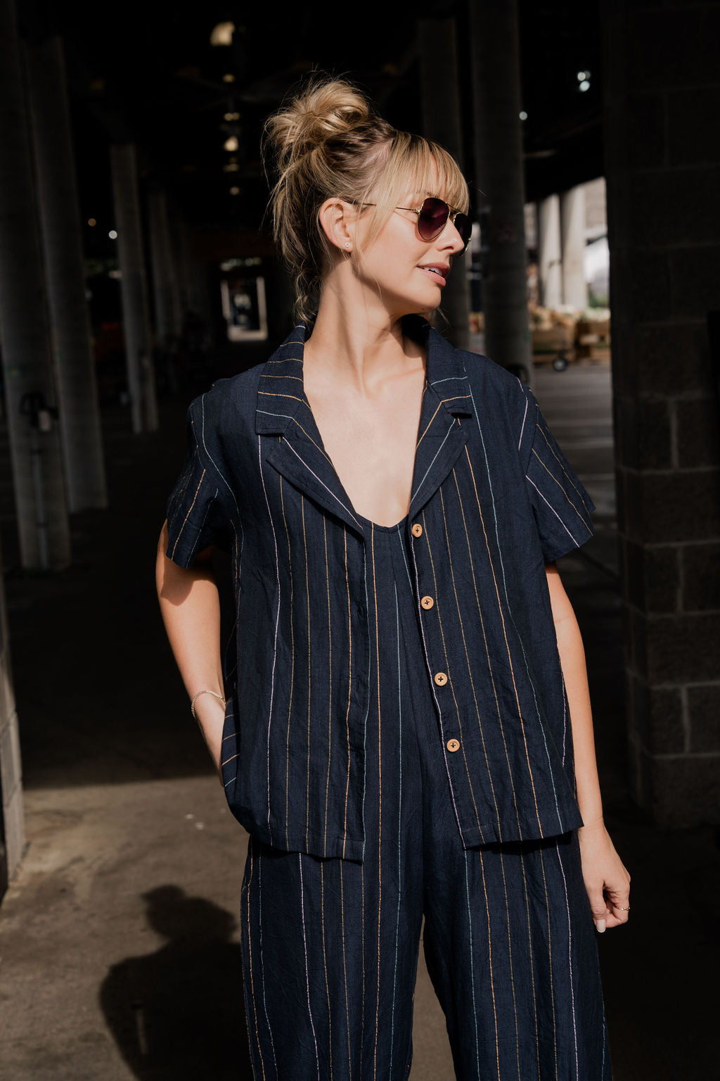 Handwoven Cotton Button-Up in Navy - Pre-Order 2/30