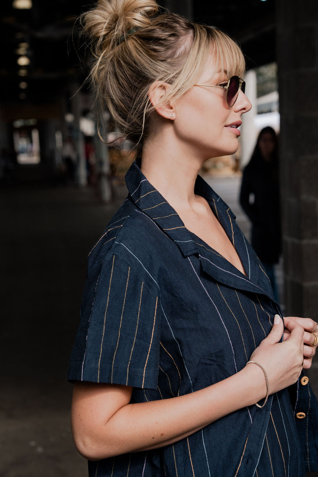 Charli Handwoven Cotton Jumper in Navy - Pre-Order 2/30