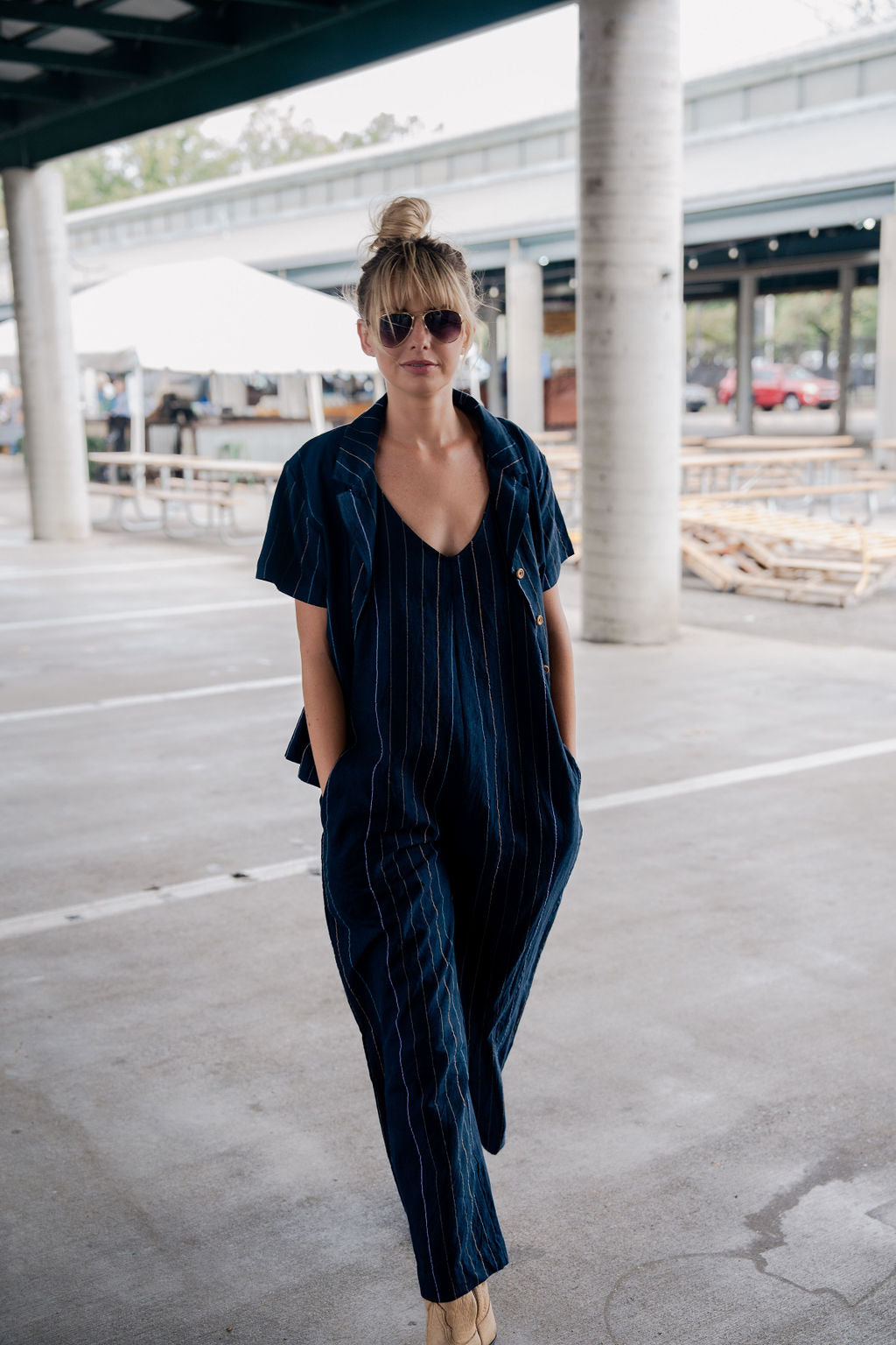 Handwoven Cotton Button-Up in Navy - Pre-Order 2/30