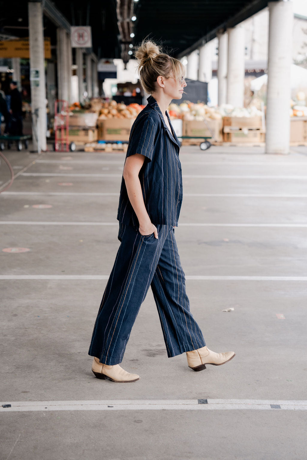 Charli Handwoven Cotton Jumper in Navy - Pre-Order 2/30