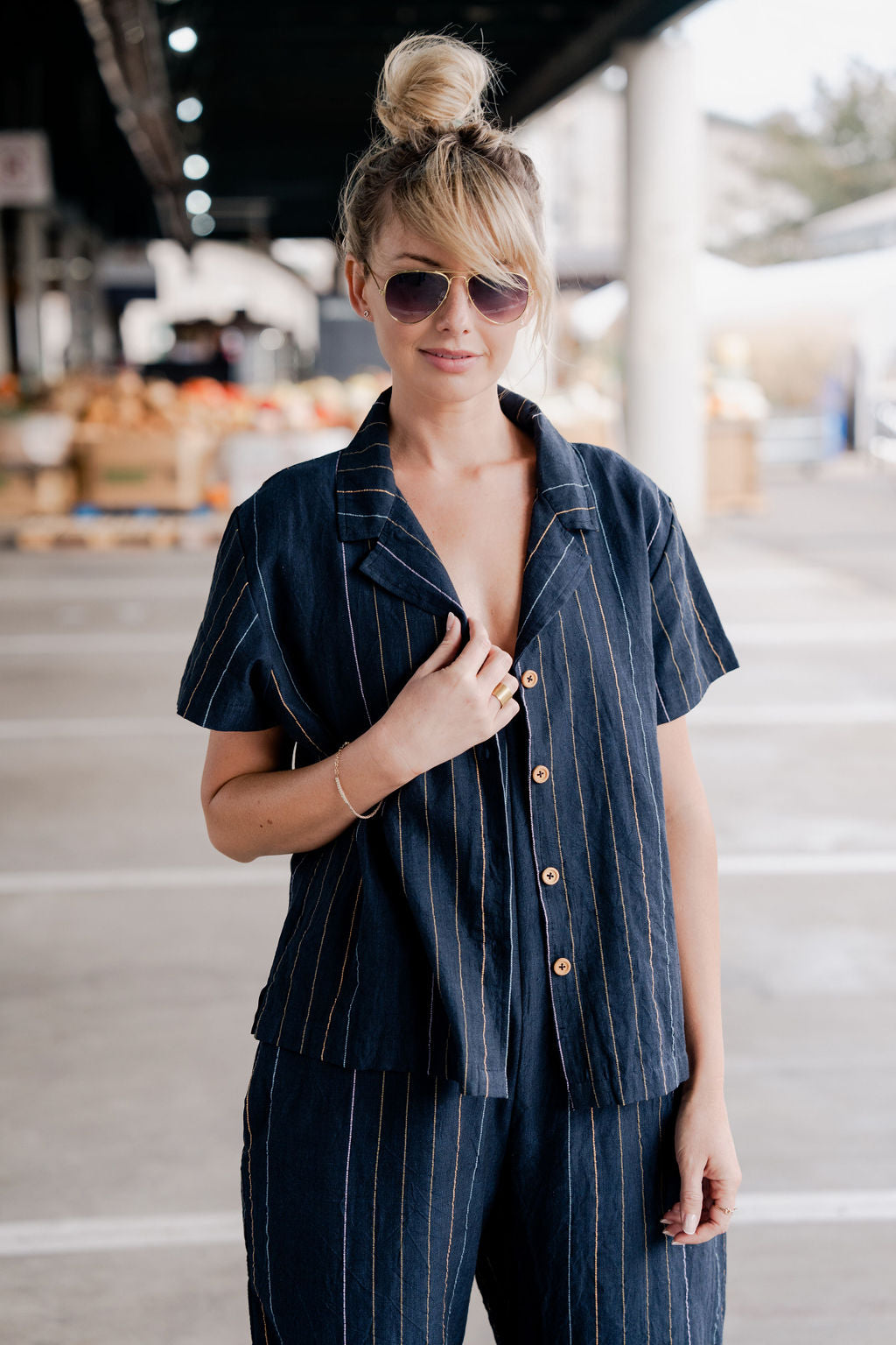 Charli Handwoven Cotton Jumper in Navy - Pre-Order 2/30