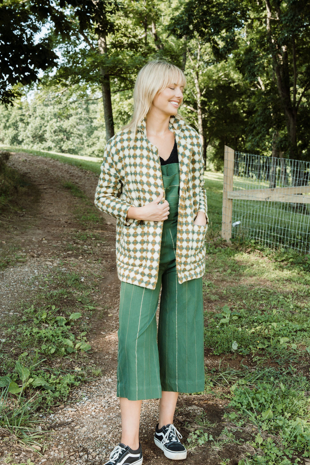 Portuguese Wool Pieper in Sage and Mustard Check - Pre-order 1/30