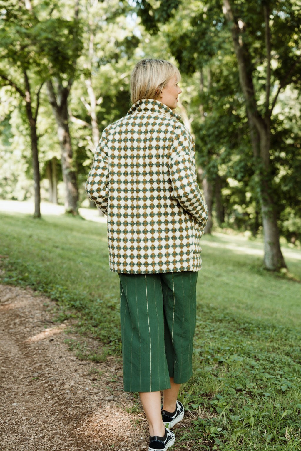 Portuguese Wool Pieper in Sage and Mustard Check - Pre-order 1/30