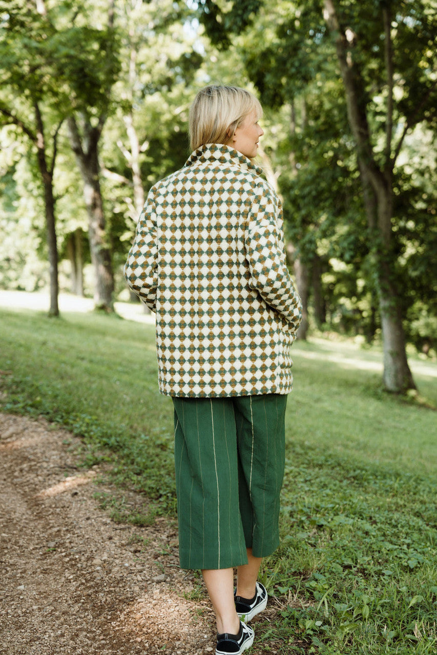 Portuguese Wool Pieper in Sage and Mustard Check - S and XXL Left