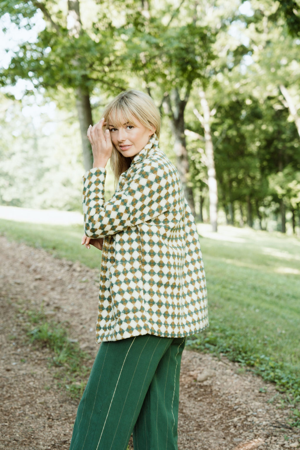 Portuguese Wool Pieper in Sage and Mustard Check - Pre-order 1/30