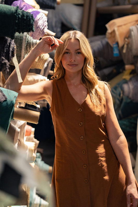 Marcy Mini Dress in Terracotta Cotton
