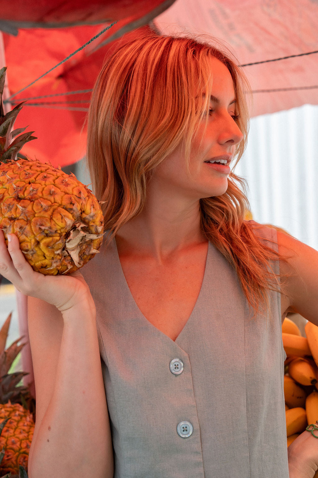 Marcy Mini Dress in Sage Linen