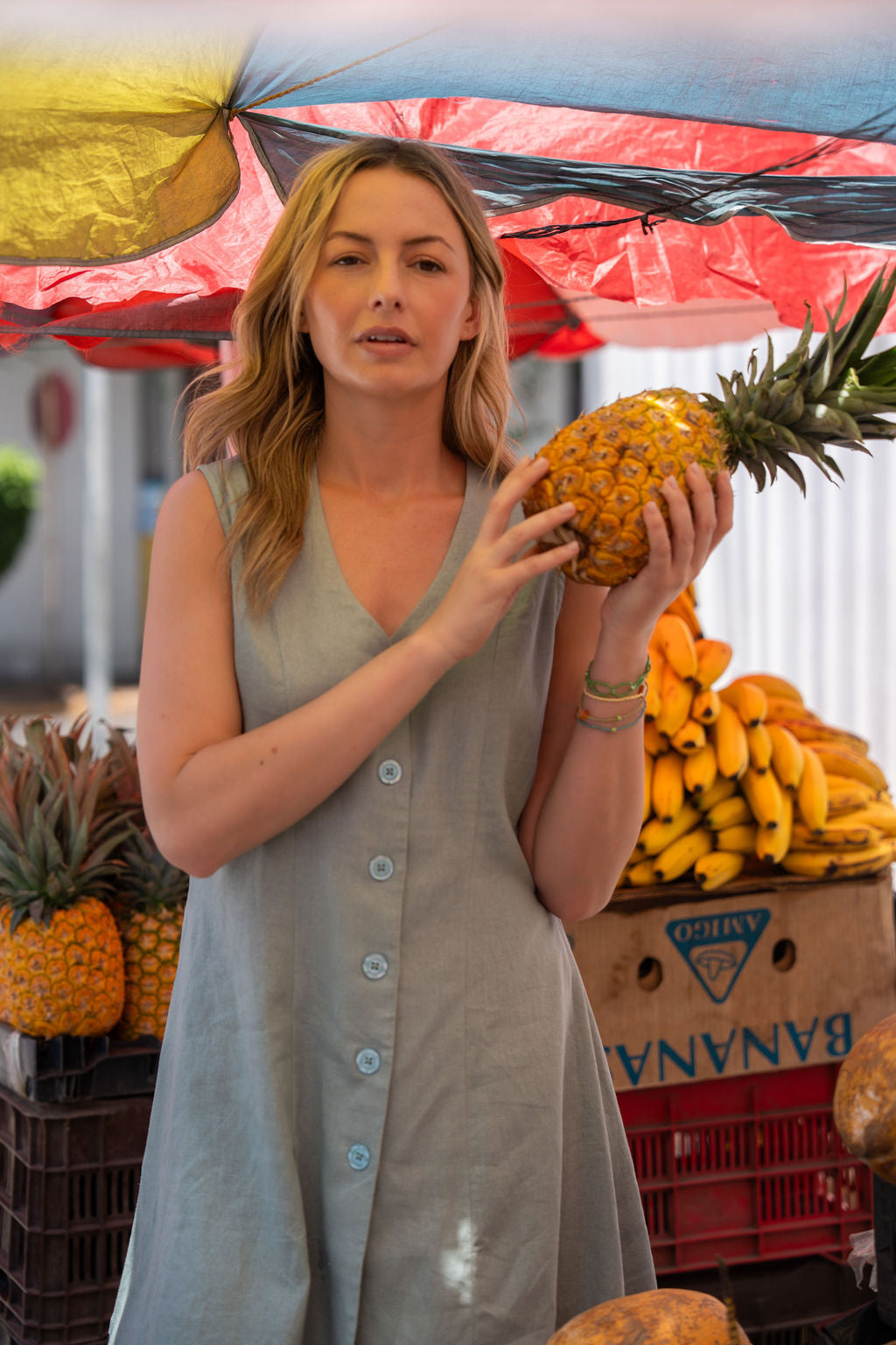 Marcy Mini Dress in Sage Linen