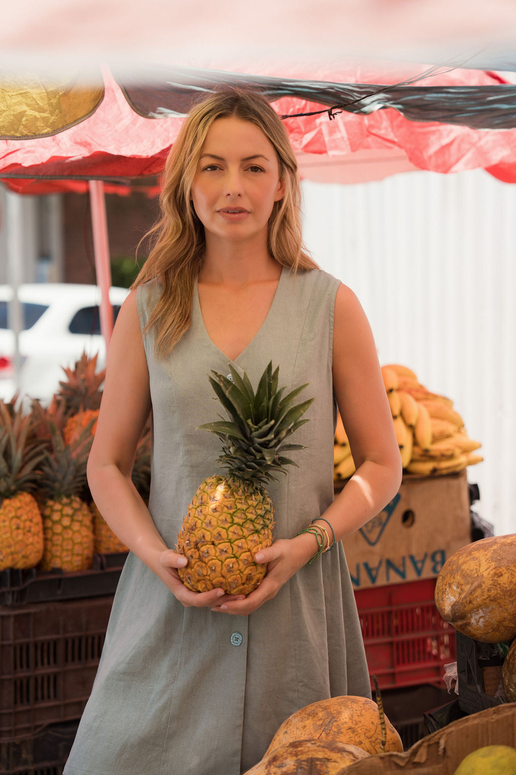 Marcy Mini Dress in Sage Linen