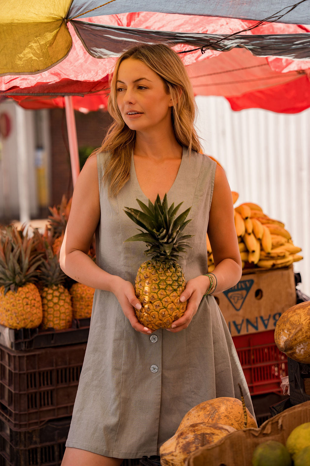 Marcy Mini Dress in Sage Linen