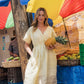 Rose Drawstring Dress in Pale Yellow Linen
