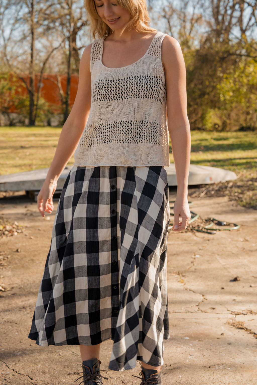 Trista Handwoven Cotton Skirt - Pre-Order 1/30