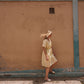 Rose Drawstring Dress in Pale Yellow Linen