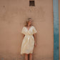 Rose Drawstring Dress in Pale Yellow Linen