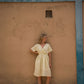 Rose Drawstring Dress in Pale Yellow Linen
