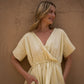 Rose Drawstring Dress in Pale Yellow Linen