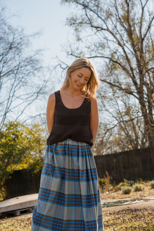 Selena Handwoven Cotton Elastic Waist Skirt - Pre-Order 1/30