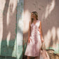 Marcy Midi Dress in Blush Linen