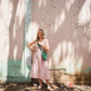 Marcy Midi Dress in Blush Linen